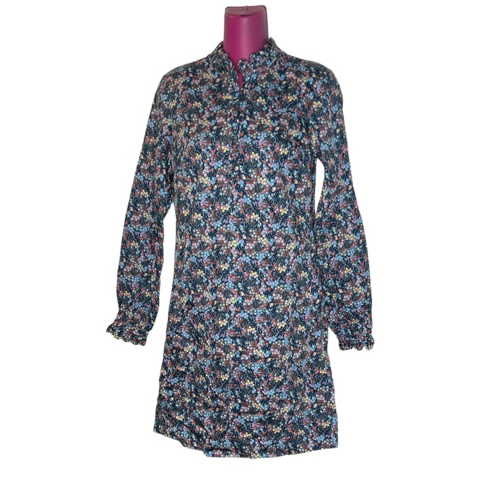 Boden 2 high neck blue floral long sleeve shift dress